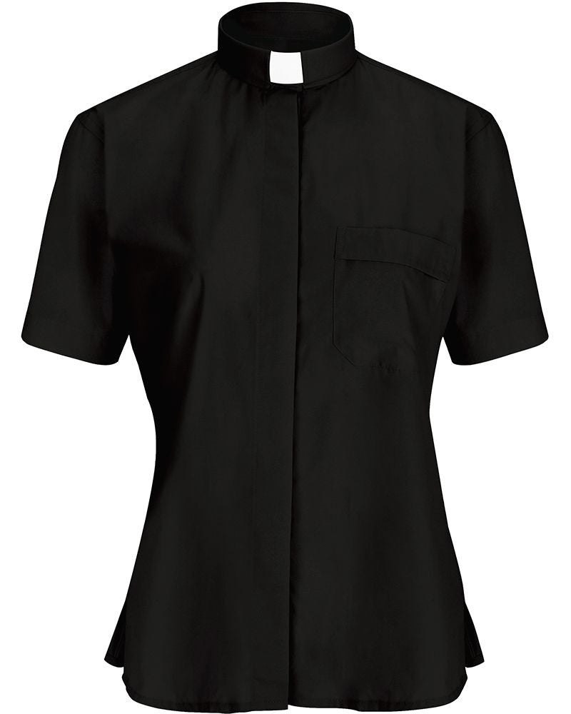 Women's Clergy Shirt | Tab Collar | Short Sleeve | Black