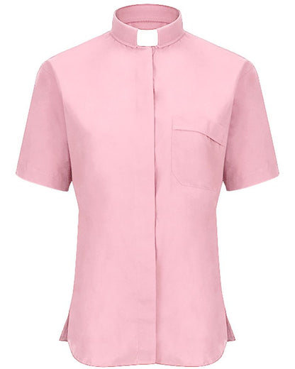 Women's Clergy Shirt | Tab Collar | Short Sleeve | Light Pink