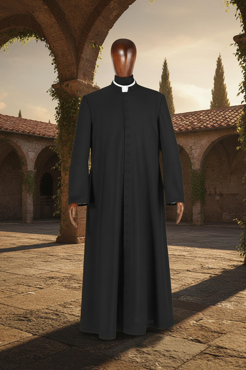 Lightweight Roman Clerical Cassock — Italian Courtyard