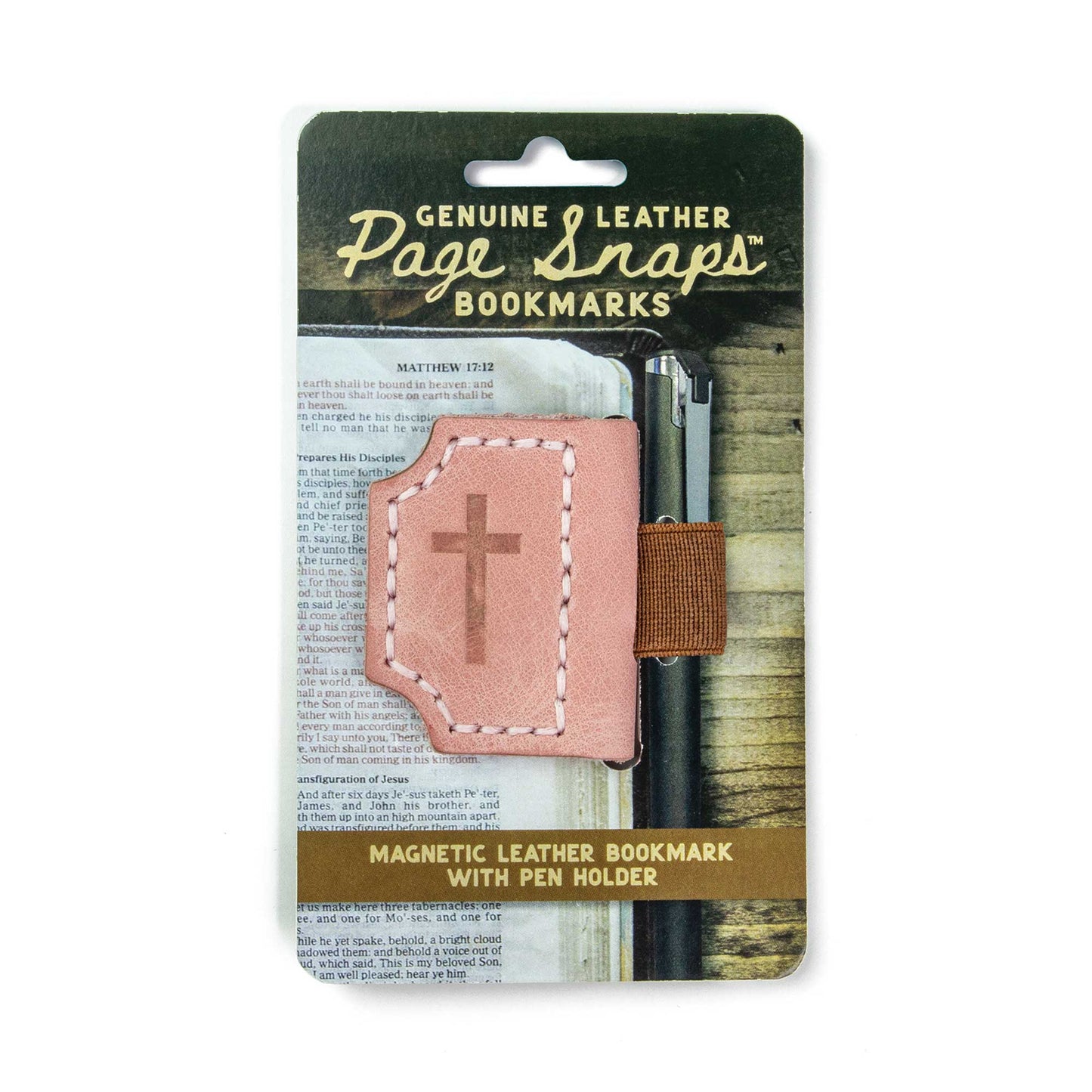 Pink Leather Magnet Bookmark
