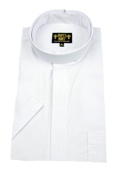Men's Short Sleeve Neckband Shirt - White
