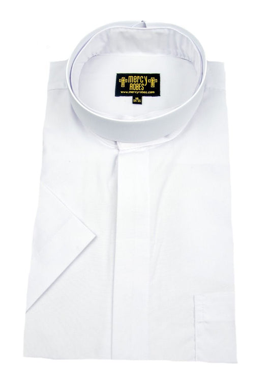 Men's Short Sleeve Neckband Shirt - White