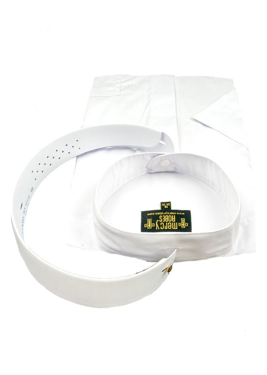 Men's Short Sleeve Neckband Shirt - White