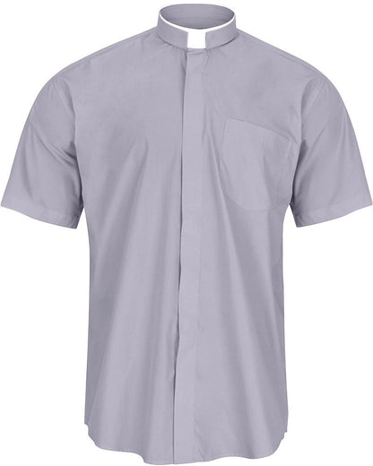 Men's Clergy Shirt | Tonsure Collar | Short Sleeve | Light Grey