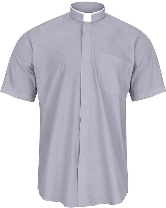 Men's Clergy Shirt | Tonsure Collar | Short Sleeve | Light Grey