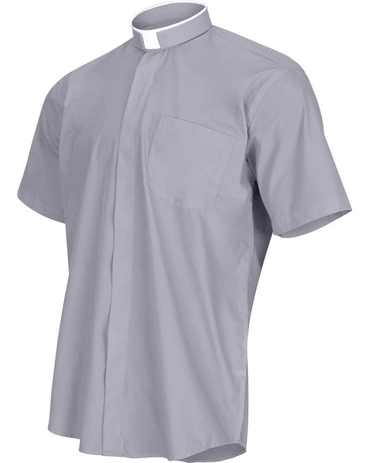 Men's Clergy Shirt | Tonsure Collar | Short Sleeve | Light Grey