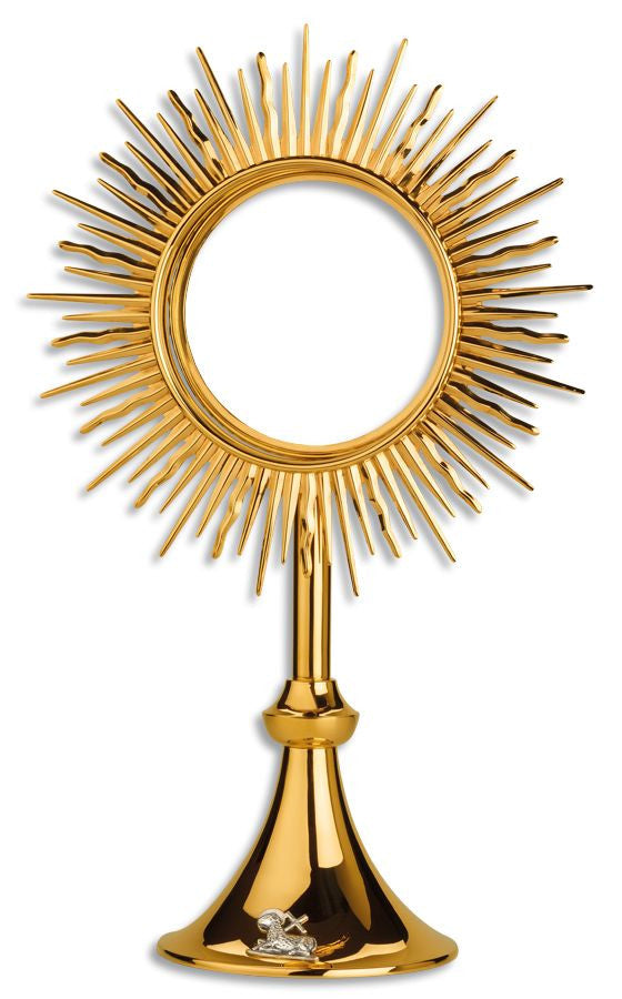 Large Paschal Lamb Monstrance | 24K Gold-Plated | Handmade In Spain | Holds 5-3/4" Host