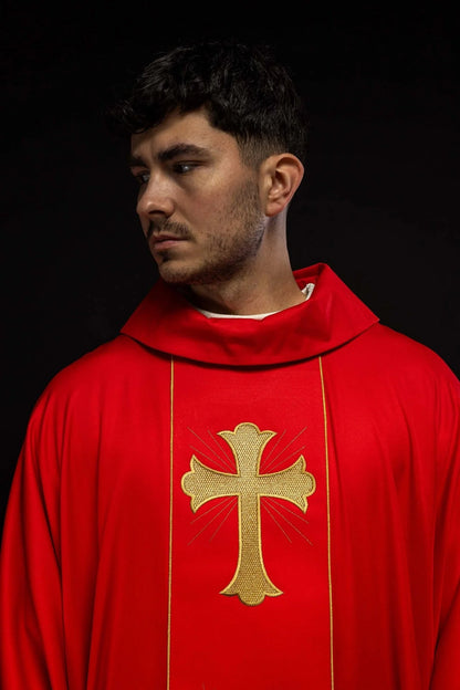 Embroidered Cross Chasuble | Red