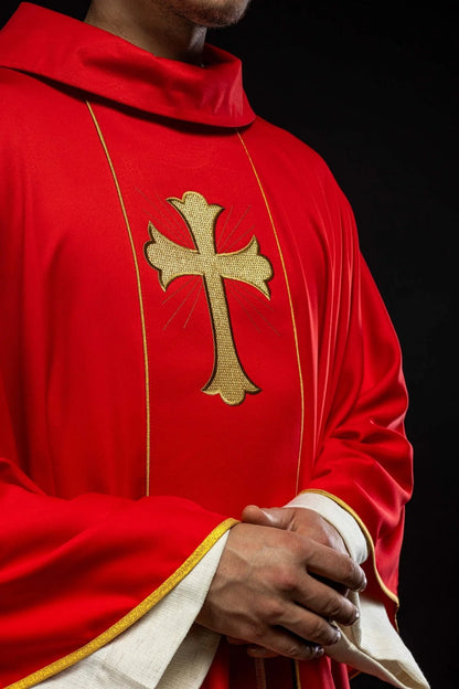 Embroidered Cross Chasuble | Red