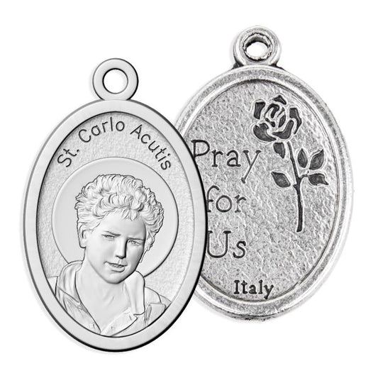 St. Carlo Acutis Silver Oxidized Medal