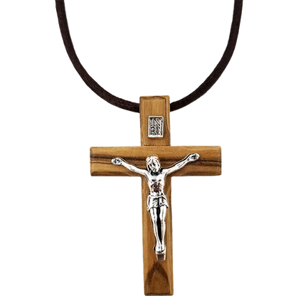 Olive Wood Crucifix Necklace
