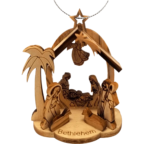 Holy Land Olive Wood Nativity Grotto - Small