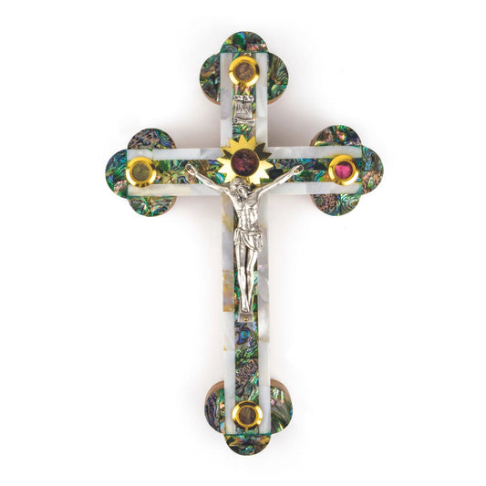 Mother of Pearl & Olive Wood Crucifix Wall Cross