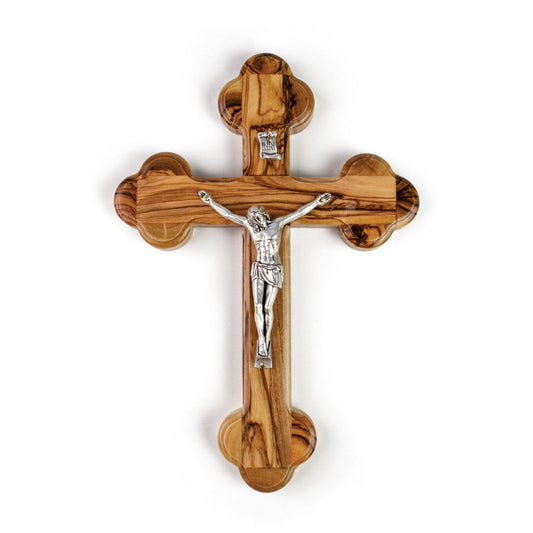 Eastern Bottony Olive Wood Wall Crucifix