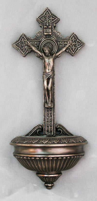 11" Crucifixion Holy Water Font | Multiple Finishes