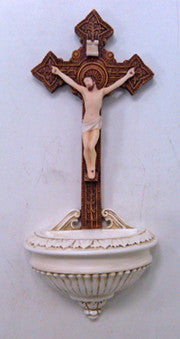 11" Crucifixion Holy Water Font | Multiple Finishes
