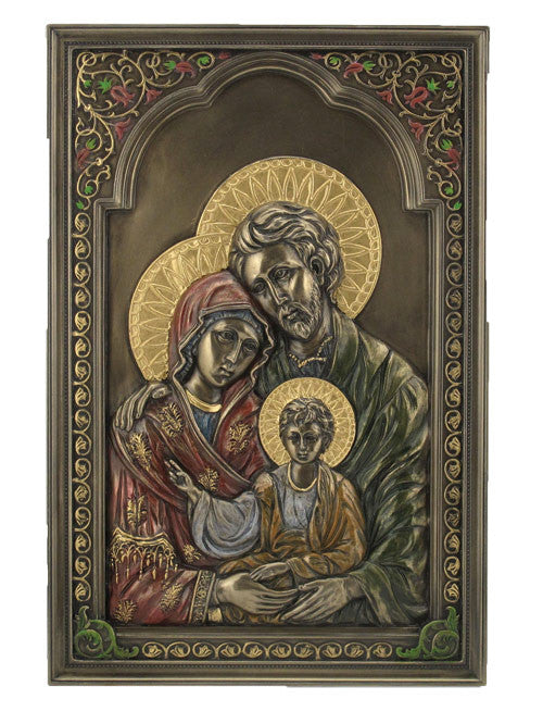 6" x 9" Holy Family Plaque | Hand-Painted Cold Cast Bronze
