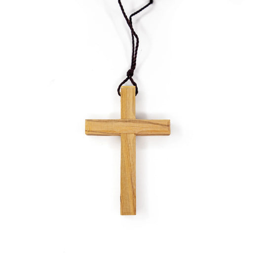Olive Wood Cross Pendant Necklace for Men & Women