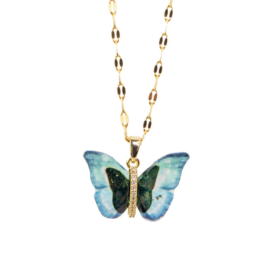 Cubic Zirconia Butterfly Pendant Necklace