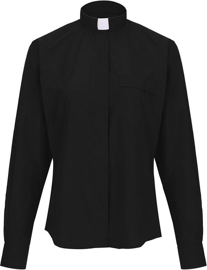 Women's Clergy Shirt | Tab Collar | Long Sleeve | Black