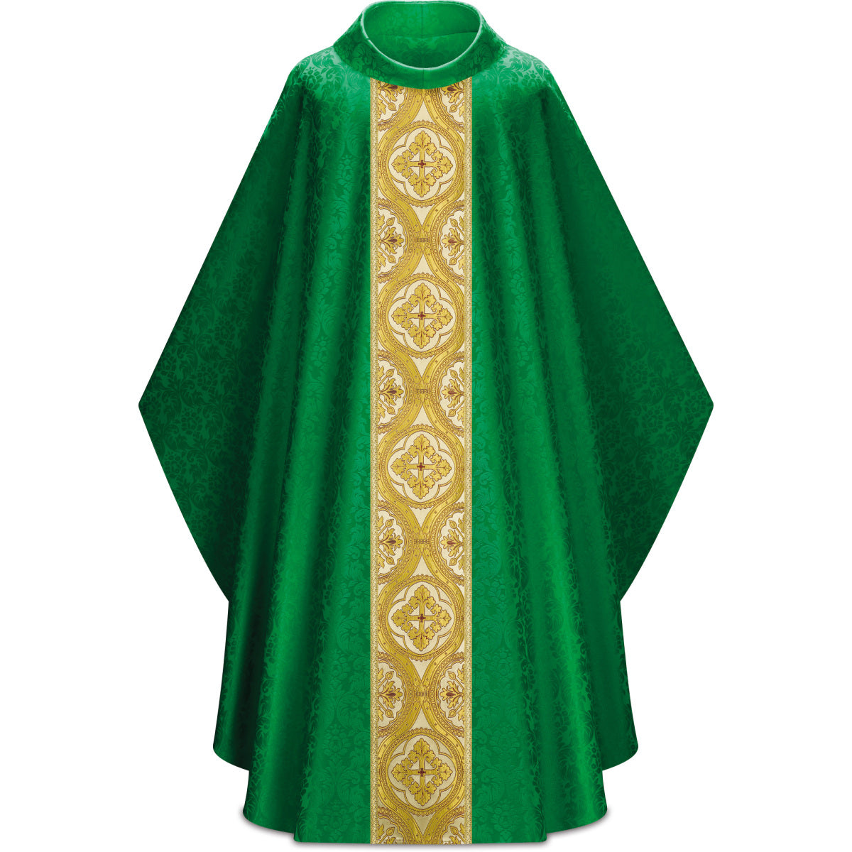 #5374 Ornate Gold Brocade Gothic Chasuble | Roll Collar | 100% Poly Damask | All Colors