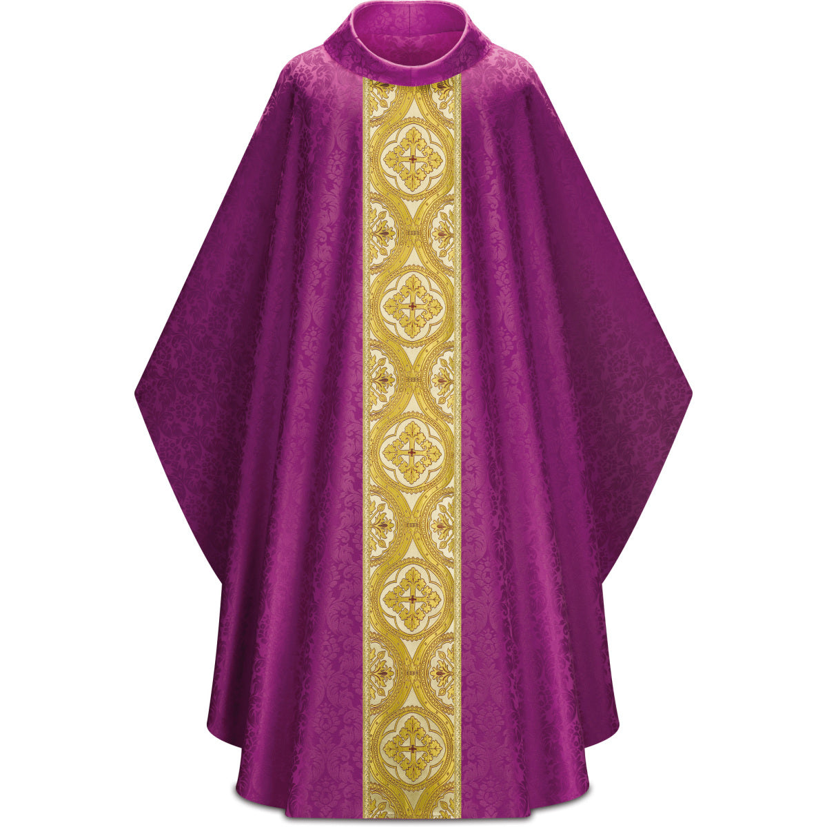 #5374 Ornate Gold Brocade Gothic Chasuble | Roll Collar | 100% Poly Damask | All Colors