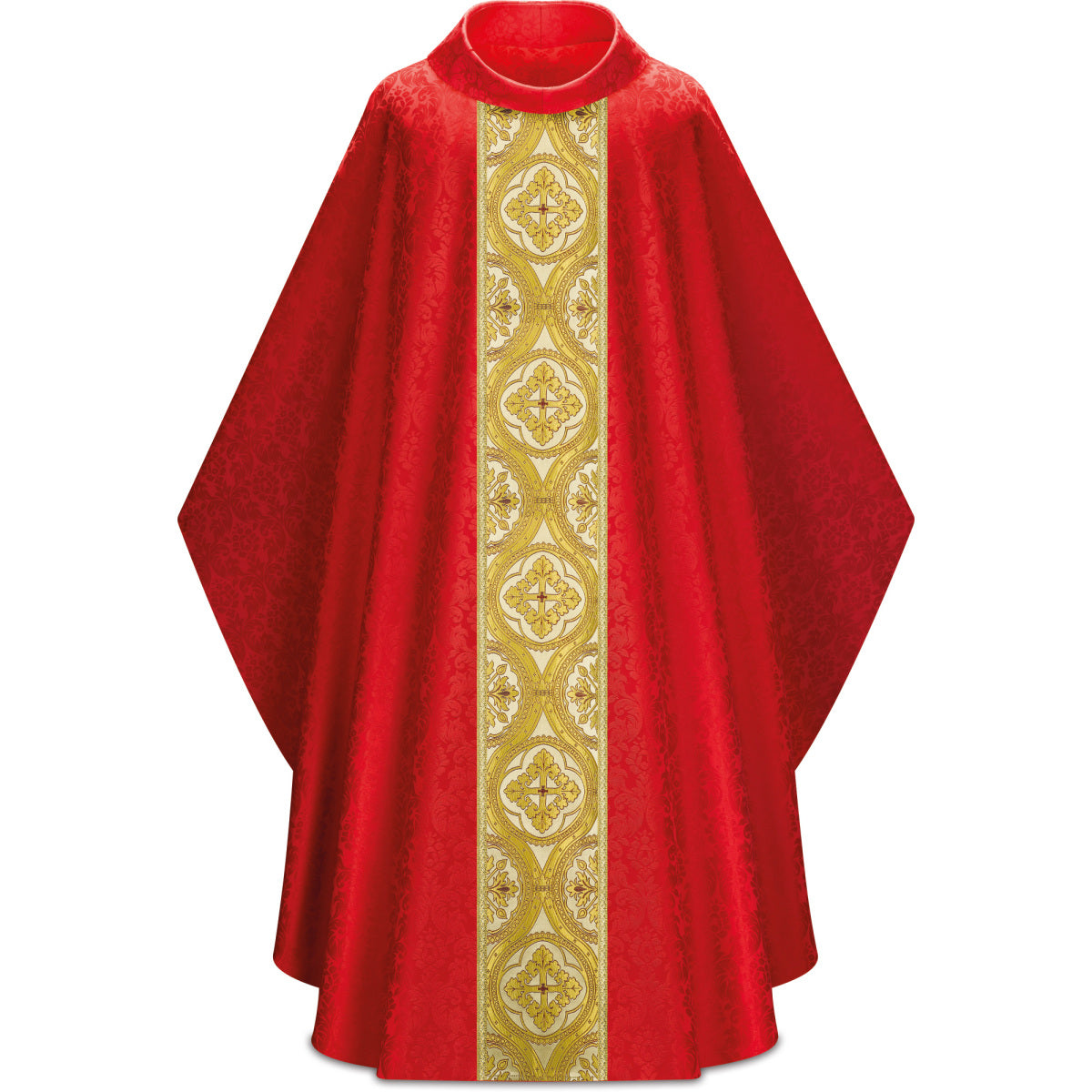#5374 Ornate Gold Brocade Gothic Chasuble | Roll Collar | 100% Poly Damask | All Colors