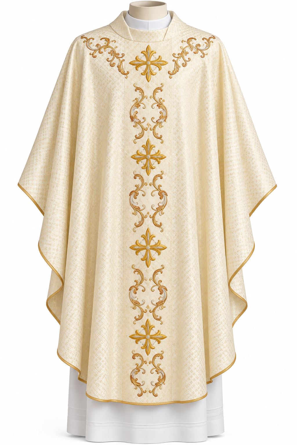 #1222 Embroidered Cross Motif Chasuble | Wool | All Colors