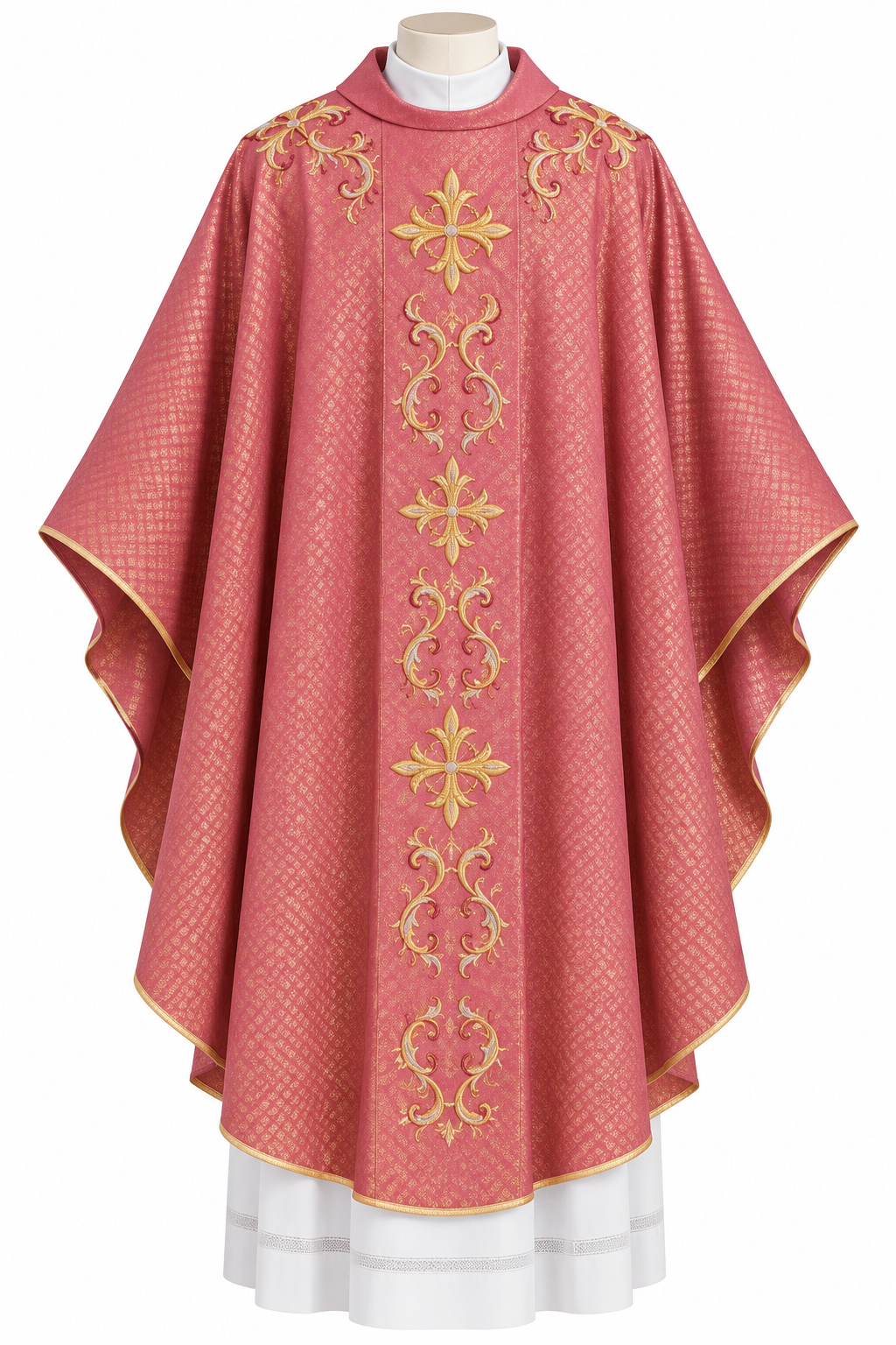 #1222 Embroidered Cross Motif Chasuble | Wool | All Colors
