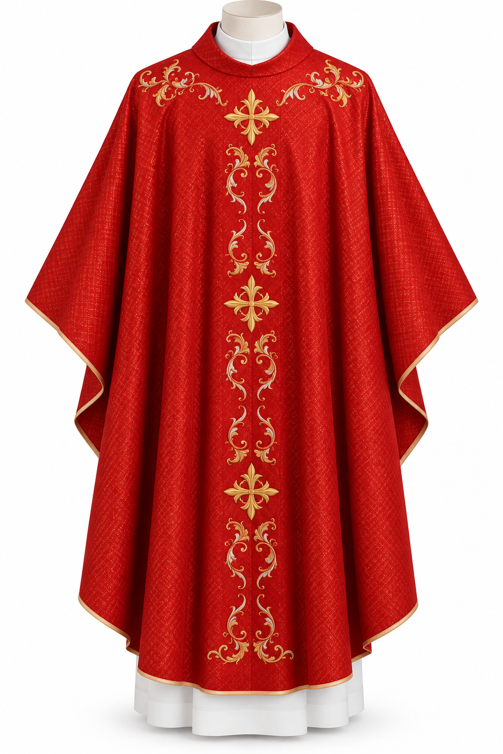 #1222 Embroidered Cross Motif Chasuble | Wool | All Colors