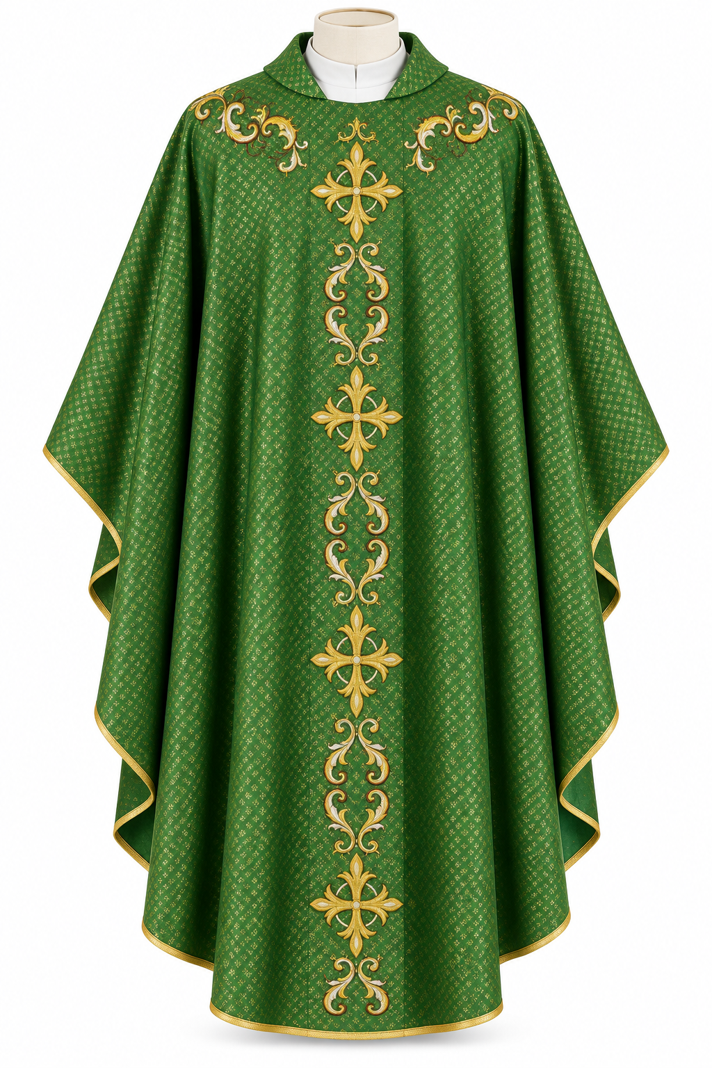 #1222 Embroidered Cross Motif Chasuble | Wool | All Colors