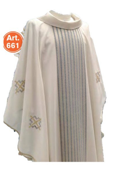#661 Lightweight Woven Insert Chasuble | Roll Collar | Wool/Poly