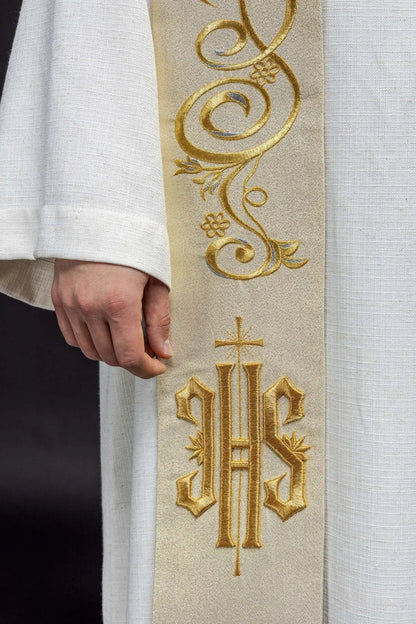 Gold-Embroidered IHS Overlay Stole | Made in Poland | All Colors