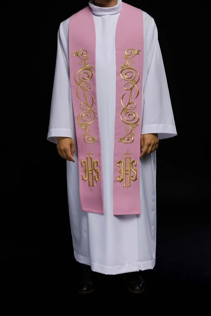 Gold-Embroidered IHS Overlay Stole | Made in Poland | All Colors