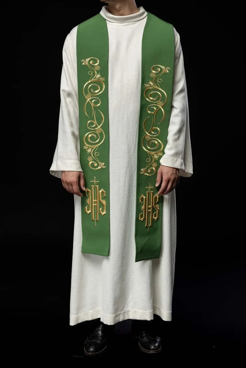 Gold-Embroidered IHS Overlay Stole | Made in Poland | All Colors