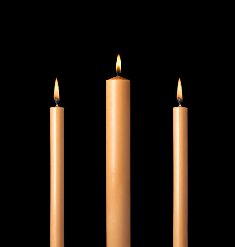 Purple or Unbleached 51% Beeswax Altar Candles
