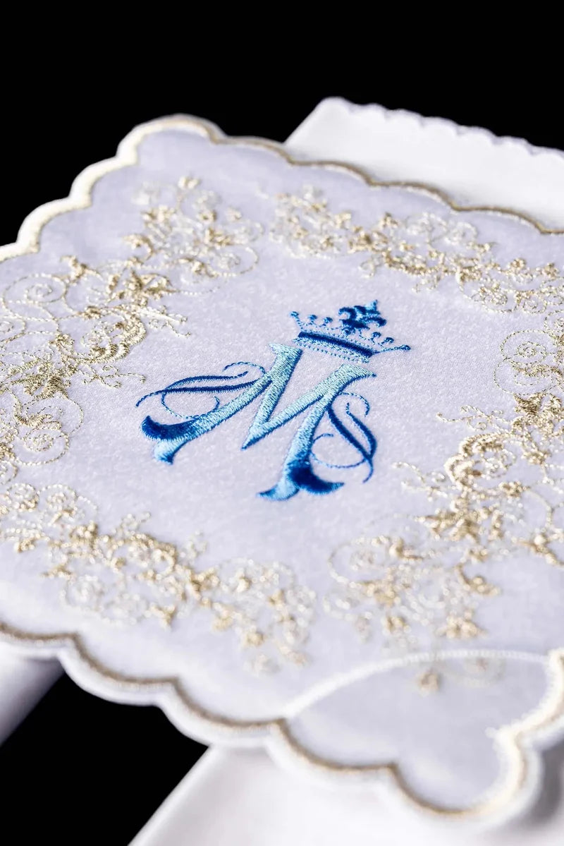 White Marian Linen Set with Gold Embroidery