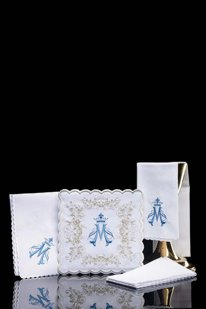 White Marian Linen Set with Gold Embroidery