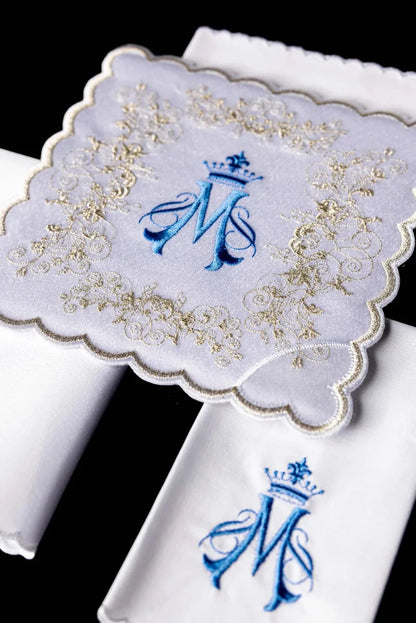 White Marian Linen Set with Gold Embroidery