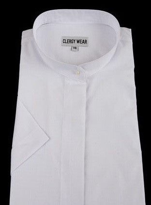 Women's Clergy Shirt | Neckband | Short Sleeve | White