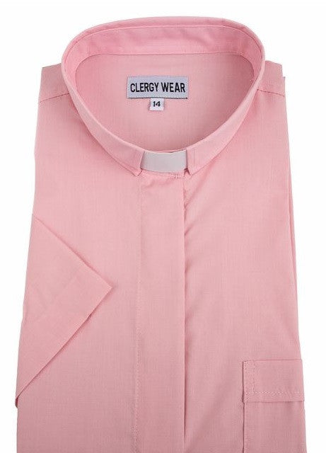 Women's Clergy Shirt | Tab Collar | Short Sleeve | Light Pink